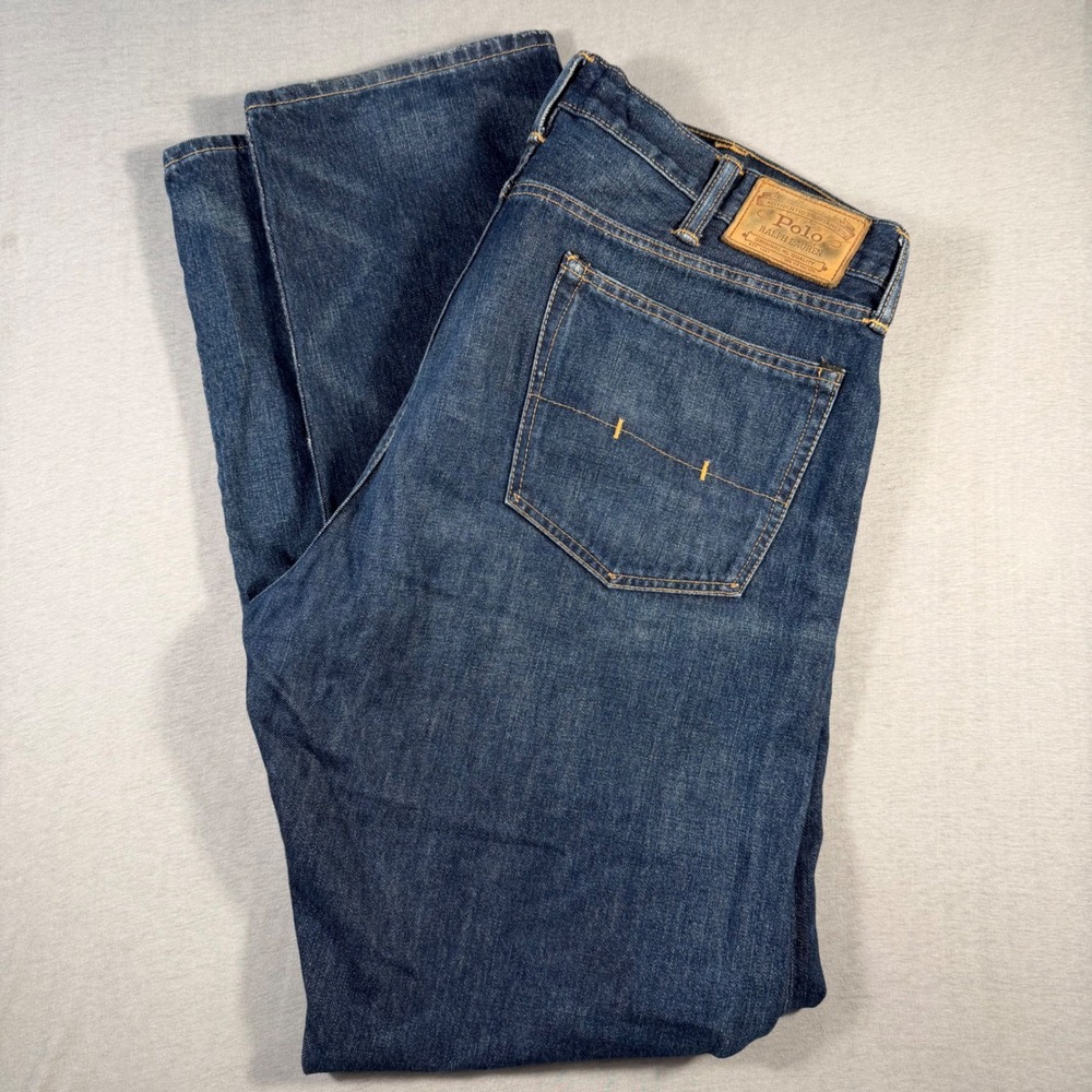 Polo Ralph Lauren Authentic Dungarees Mens 38x34 Dark Wash Straight Leg Jeans